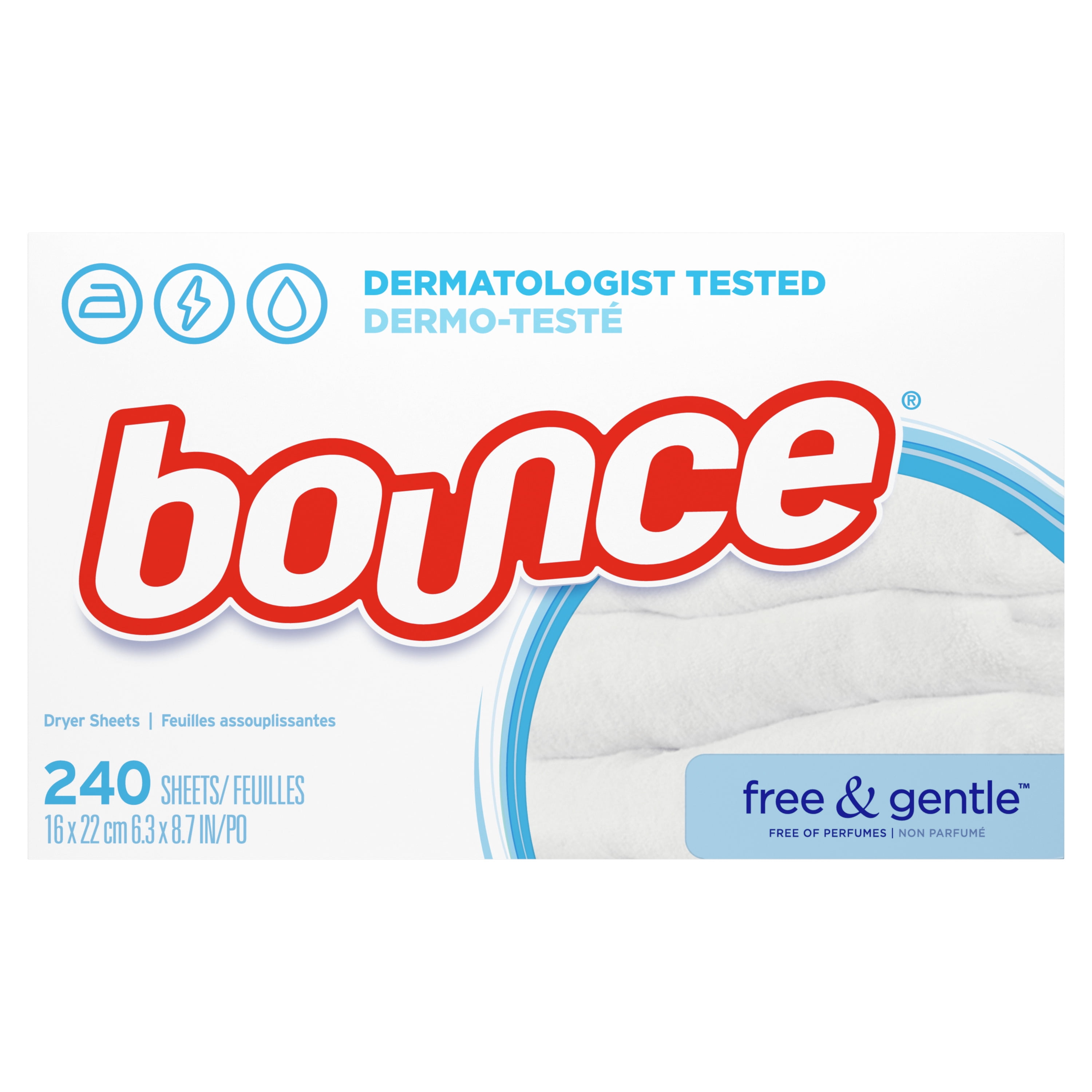 Bounce Free & Gentle Unscented Fabric Softener Dryer Sheets for