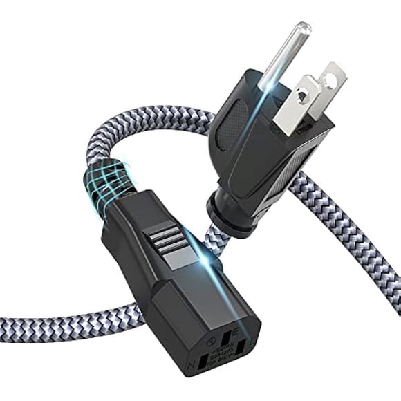 xixishop Power Cord, 10A 18AWG AC Power Cable 10FT(3m) Nylon Braided 3 Prong Power Cord Replacement Power Cable UL Certified for Computer, TV, Monitor, Printer, PC, Projector, Power Supply