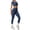 Navy, variant on Telankuip 2 Piece Yoga Sets for Women Solid Color Stretchy Breathable Yoga Running Gym Fitness Short Sleeve Crop Top with High Waist Leggings Two Piece Workout Outfits White XL