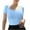 Sky Blue, variant on Oplxuo Short Sleeve Bodysuits for Women Slim Fitted Square Neck Ribbed Knit Going Out Slimming Bodysuit Tops