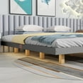 King Size Floating Bed with LED Lights, Low Profile Platform Bed with