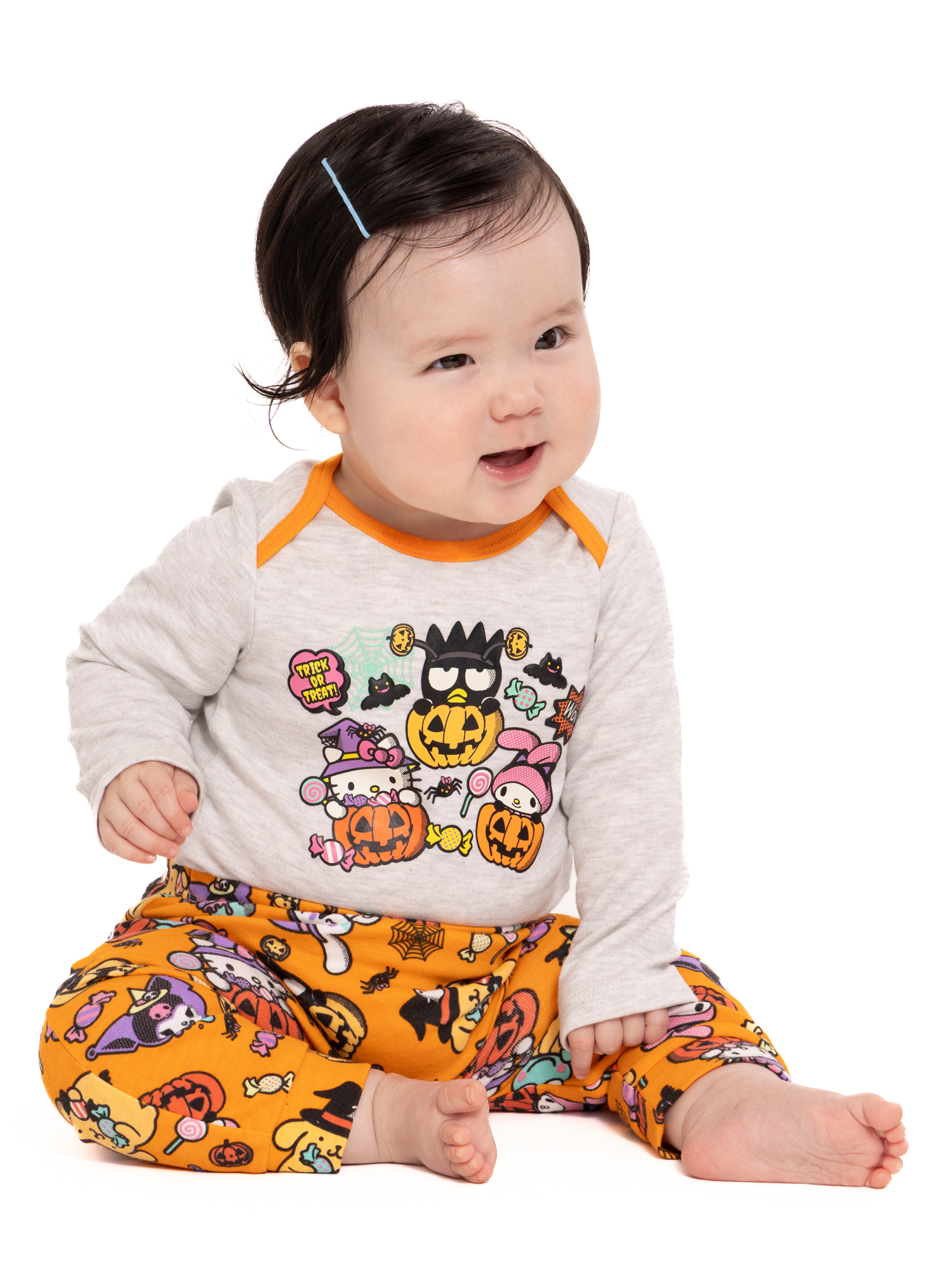 Halloween Hello Kitty and Friends Baby Girls Bodysuit and Pants with Bib Outfit Set, 3-Piece, Sizes 0M-12M