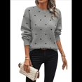thumbnail image 1 of Suéteres de Lunares para Mujer, Jersey de Punto de Larga y Cuello Redondo. Gris M, 1 of 9