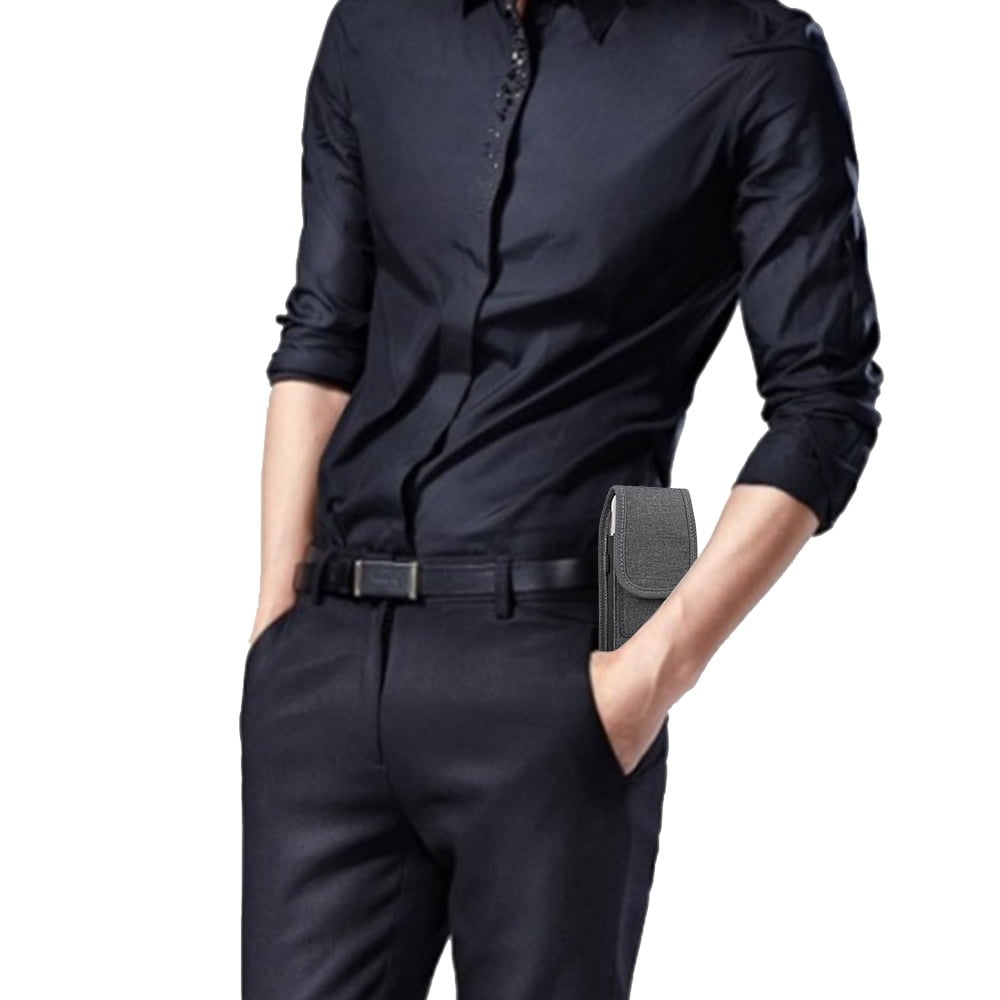 6.5-inch Vertical Universal Cell Phone Holster Pouch with Belt Clip and Card Slots