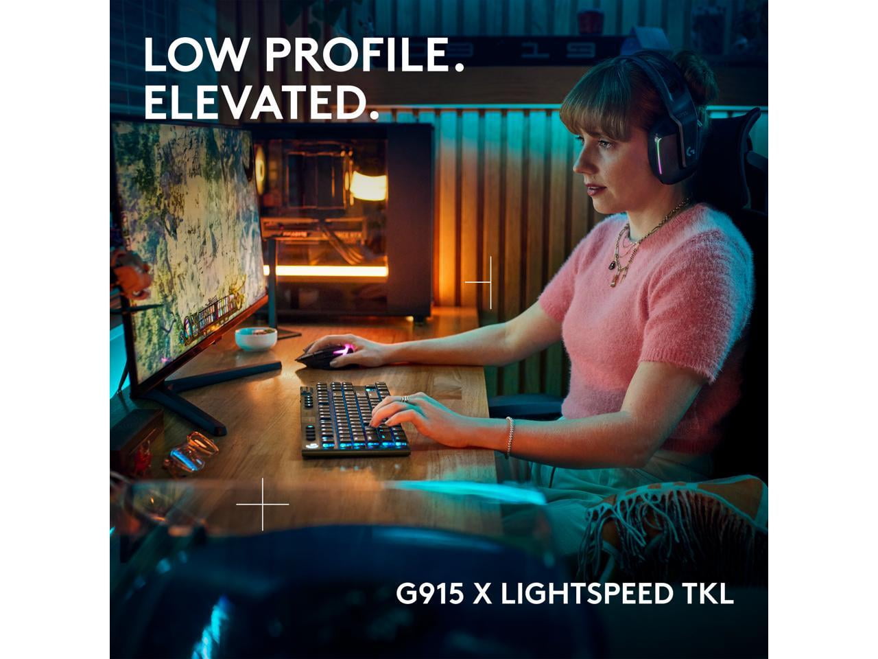 Logitech G915 X LIGHTSPEED TKL Low-Profile Wireless Gaming Keyboard, Double-Shot PBT Keycaps, Fully Programmable Keys, RGB Backlighting, Sleek Aluminum Finishing, GL Red Linear, PC/Mac