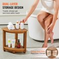 thumbnail image 5 of 16.5" Shower Stool, HDPS Waterproof Shower Bench for Inside Shower, 350lbsCorner Shower Stool for Shaving Legs, Plastic Shower Seat with Storage Shelf for Inside & Outside Shower, 5 of 20