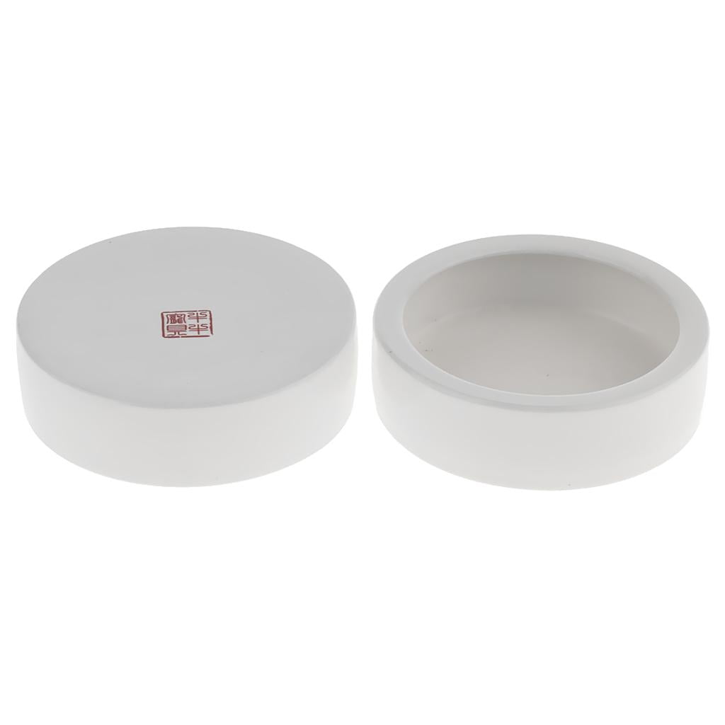 2Pcs Worm Dish Mini Reptile Food Water Bowl Ceramics Made Yellow / White 