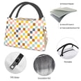 thumbnail image 4 of Yiaed Colorful Checkered 1 Print Lunch box lunch bag Portable Insulated Lunch Box for Women Men Cooler Tote Bag with Front Pocket for Work Picnic Travel, 4 of 6