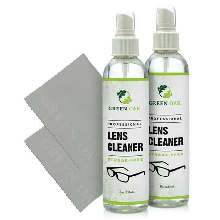 Lens Cleaner Kit - Green Oak Premium Lens Cleaner Spray for Eyeglasses, Cameras, and Other Lenses - Gently Cleans Bacteria, Fingerprints, Dust, Oil (2