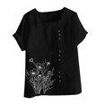 thumbnail image 5 of WCJM Daily Ritual Women's Short-Sleeve Scoop Neck T-Shirt Dress Women's Cotton Linen ShirtsCasual Boho Floral Short Sleeve Blouse Oversized Loose Ladies Tunic Tops, 5 of 5