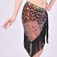 thumbnail image 5 of Xfvqtps Woman Sequin Dance Skirt Tassel Triangular Belt Belly Dancing Waist Towel Waist Chain Hip Towel Performance Skirt Red, 5 of 6