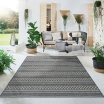 World Rug Gallery Bohemian Geometric Stripe Indoor/Outdoor Area Rug - Blue 5' x 7'
