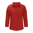 thumbnail image 6 of ZACPNCV Long Sleeve Shirts for Women Fall Tops Women's Fashion Turndown Collar Button Casual Tops Blouse Red, 6 of 6