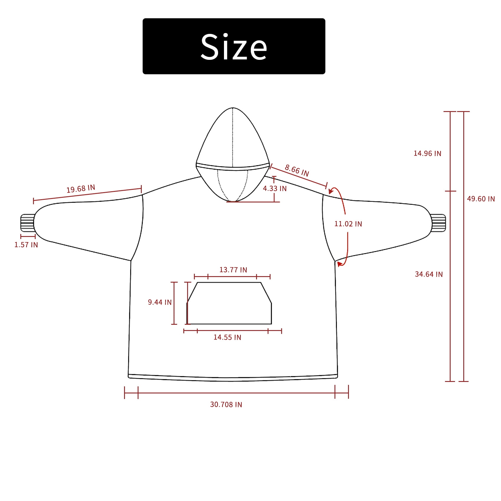 Wearable Blanket Hoodie, Oversized Sherpa Fleece Sweatshirt Blanket with Giant Hood Pocket and Sleeves for Adult, Warm & Cozy Grey Blanket
