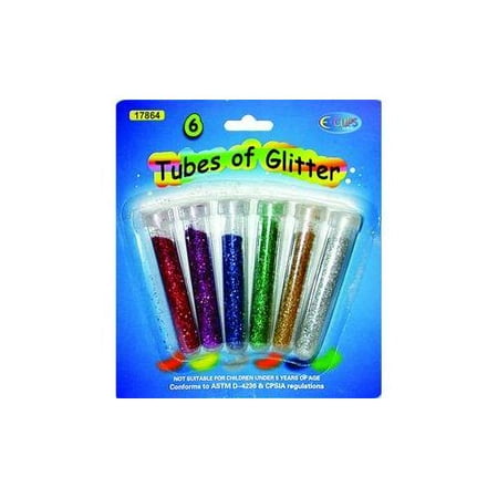 Tubes of Glitter - 6 Assorted Colors (Pack of 48)