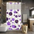 thumbnail image 5 of No Hook Purple Polka Dots Shower Curtain with Snap in Liner Set, Modern Abstract Art Waterproof Fabric Bathroom Curtains with See Through Top Window, Hotel Style Small 36 x 78 Inch, 5 of 9