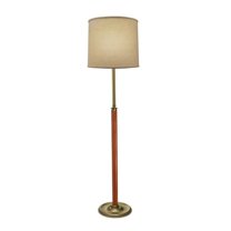 Stiffel FL-6654-A2206-AB 65 in. Antique Brass & Faux Brown Leather Floor Lamp with Bombay Natural Shade