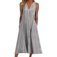 thumbnail image 1 of B91xZ Robes Sans Manches pour Femmes Robe Décontractée Ample Robe Longue Sans Manches Fendue Maxi Robes, Gris P, 1 of 5