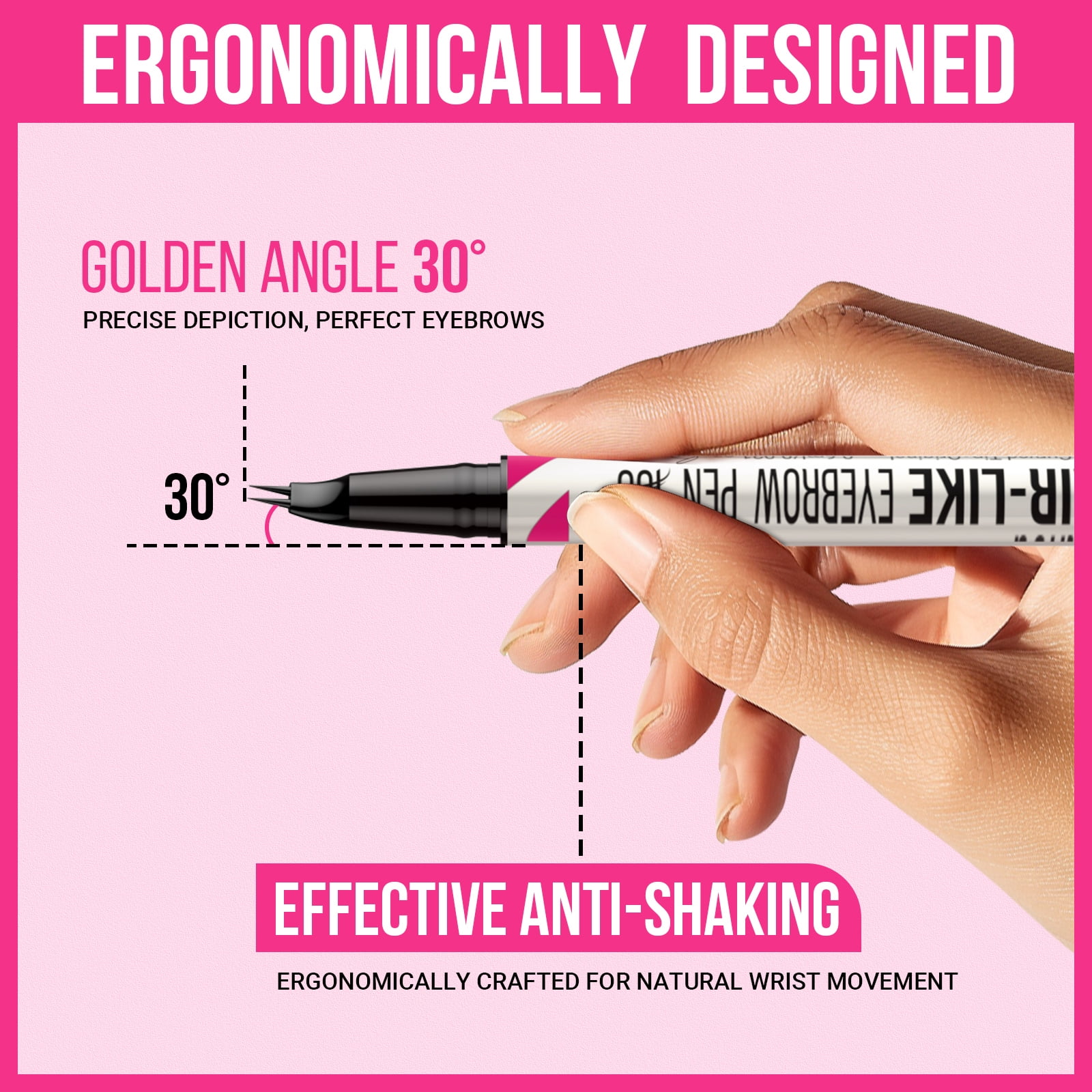 iMethod 2-in-1 Curved Eyebrow Pen - Dual-Ended Microblading Pencil with Curved Tip and Precise Brush-Tip, Natural Hair-Like Brows, Lasts All-day，Black
