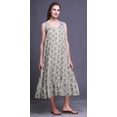 thumbnail image 3 of Bimba White Floral Leaves & Pink Rose Printed Cotton Nightgowns For Women Sleeveless Gown Sleepwear Maxi Dress Large, 3 of 6