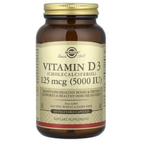 Solgar Vitamin D3 (Cholecalciferol) 125 mcg (5,000 IU) Vegetable Capsules 1 ea