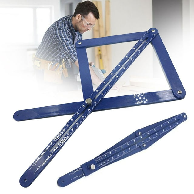 Liquidation!Yuehao Angle Protracteur de Menuiserie Bleu Étendu - Nouvelle Jauge d'Angle Premium 2025 avec Échelles, 1 Règle - Outils de Menuiserie