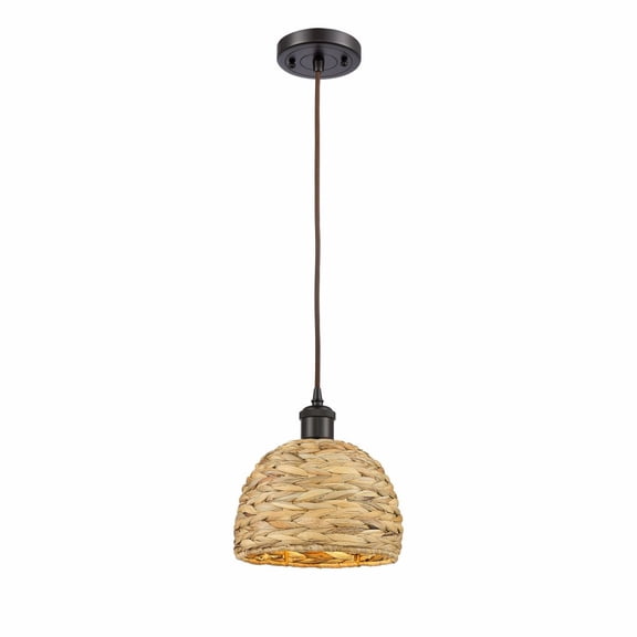 Innovations Lighting - Woven Ratan - 1 Light Pendant In Farmhouse Style-9.13