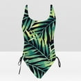 thumbnail image 4 of Summer Saving pimelu Bathing Suit for Women Tankini Swimsuits for Women One Piece Swimsuit Bathing Suit with Drawstring Beach Leaves Print Tummy Control Swimsuit Womens Bathing Suits, 4 of 6