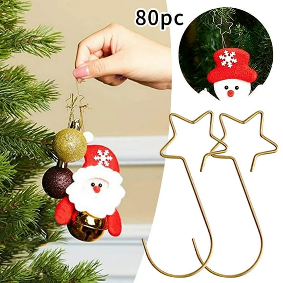 Clearance NANDIYNZHI 80 Christmas Ornaments Hooks Star Shaped Christmas Tree Ornaments Hook Hangers For Xmas Tree Hanging Decoration Hardware Pendants Ornaments Hooks Golden Gold