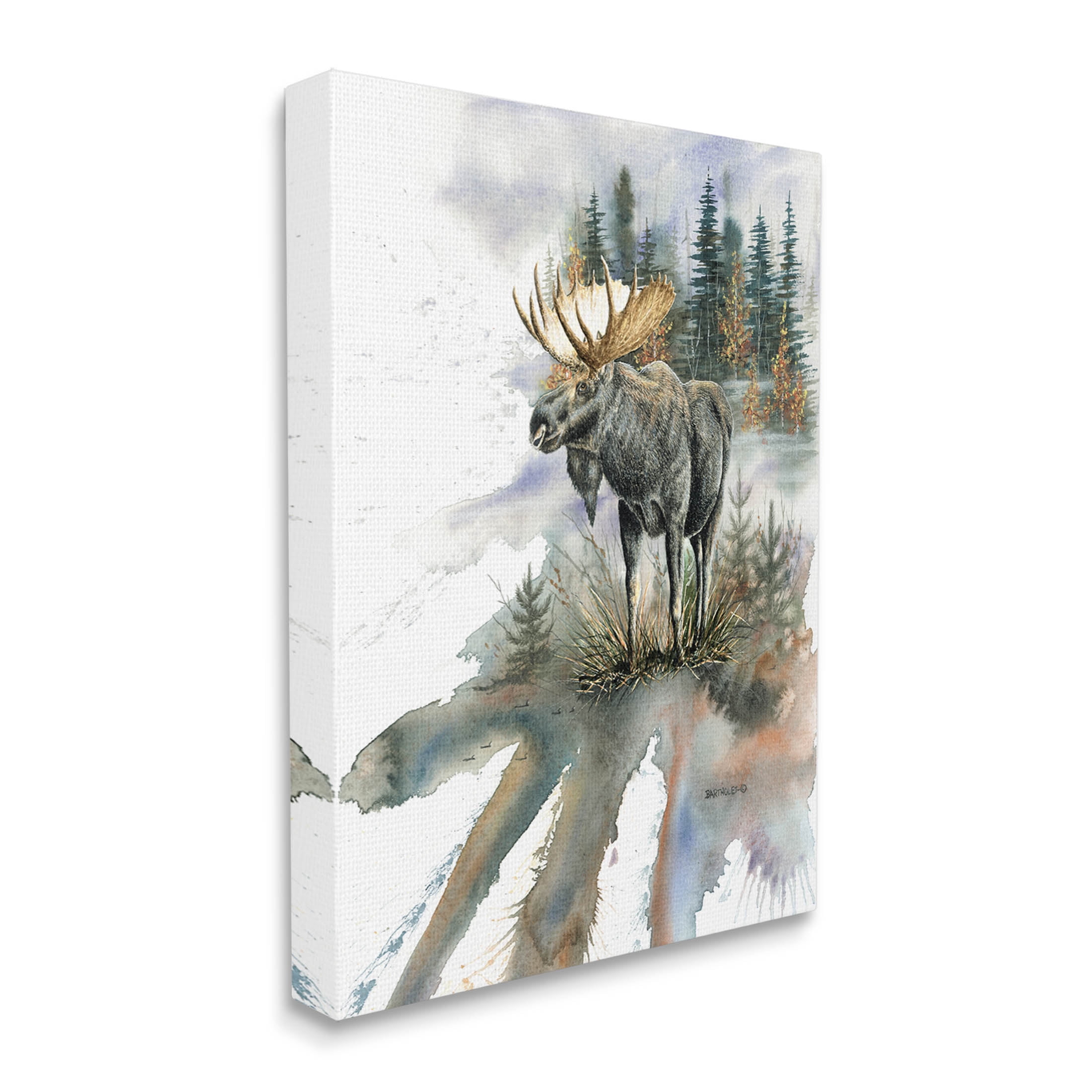 Moose Distant Forest Arrangement Animals & Insects Graphic Art Gallery Wrapped Canvas Print Wall Art