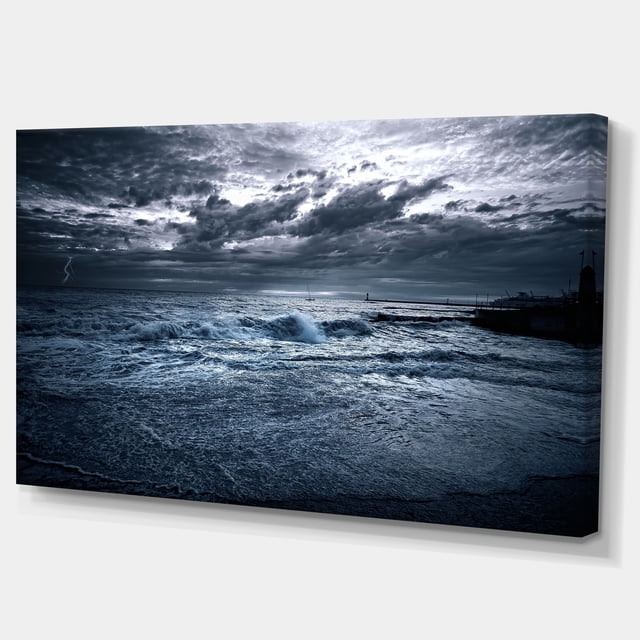 Designart - Sochi Sea Storm en Bleu - Toile Murale Paysage Moderne
