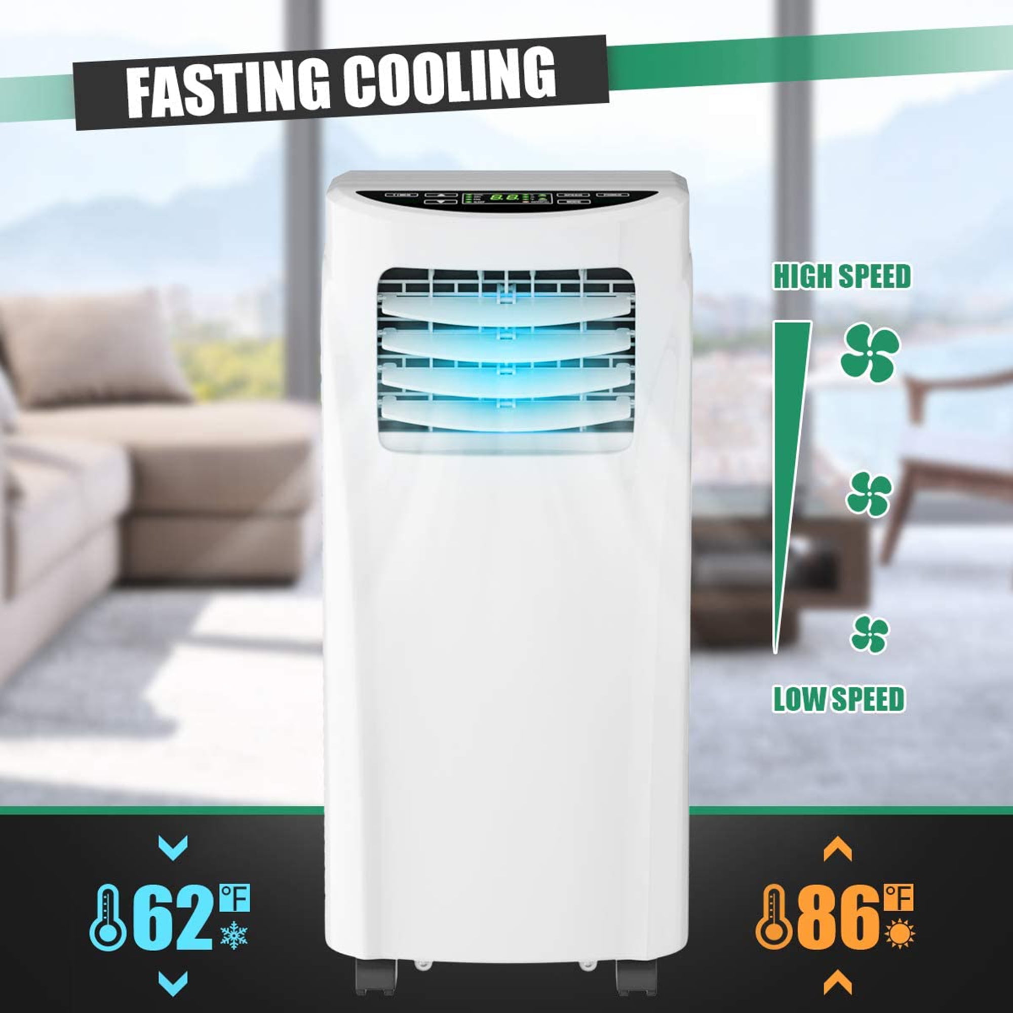 Gymax 3-in 1 Portable Air Conditioner Cooler Fan Dehumidifier 8000BTU with Wheels
