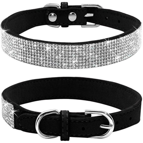 1Piece Rhinestone Dog Collar, Cute Dazzling Sparkling Soft Suede Leather Dog Cat Rhinestone Collar Crystal Diamond Pet Dog Puppy Collar