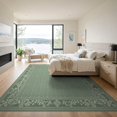 thumbnail image 3 of ODIKA 9'x12' Sage Green Tufted Diamond Lattice Washable Area Rug Classic Ornate Floral Botanical Scrollwork Multiple Frame Low Pile, Flatwoven, for Great Room, Indoor Concept, Large Living, 3 of 7