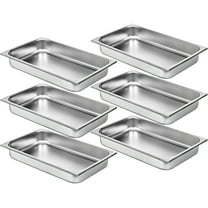 KFFKFF 6-Piece Hotel Pan Set 2" Steam Table Pan Full Size 20x12x2" 9 Quart Stainless Steel