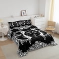 thumbnail image 4 of Sun And Moon Comforter Set Queen Size Boho Exotic Style Bedding Sets for Adult Women Teens Black White Bohemian Mandala Decor Down Comforter, Bohemian Botanical Floral Quilted Duvet with 2 Pillowcases, 4 of 5