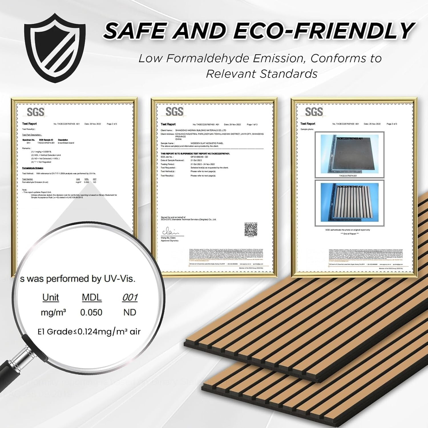 Easy4Home 2Pcs Acoustic Wood Slat Wall Panels 106"x20.5" Soundproof 3D Fluted Decorative Panels, Light Brown