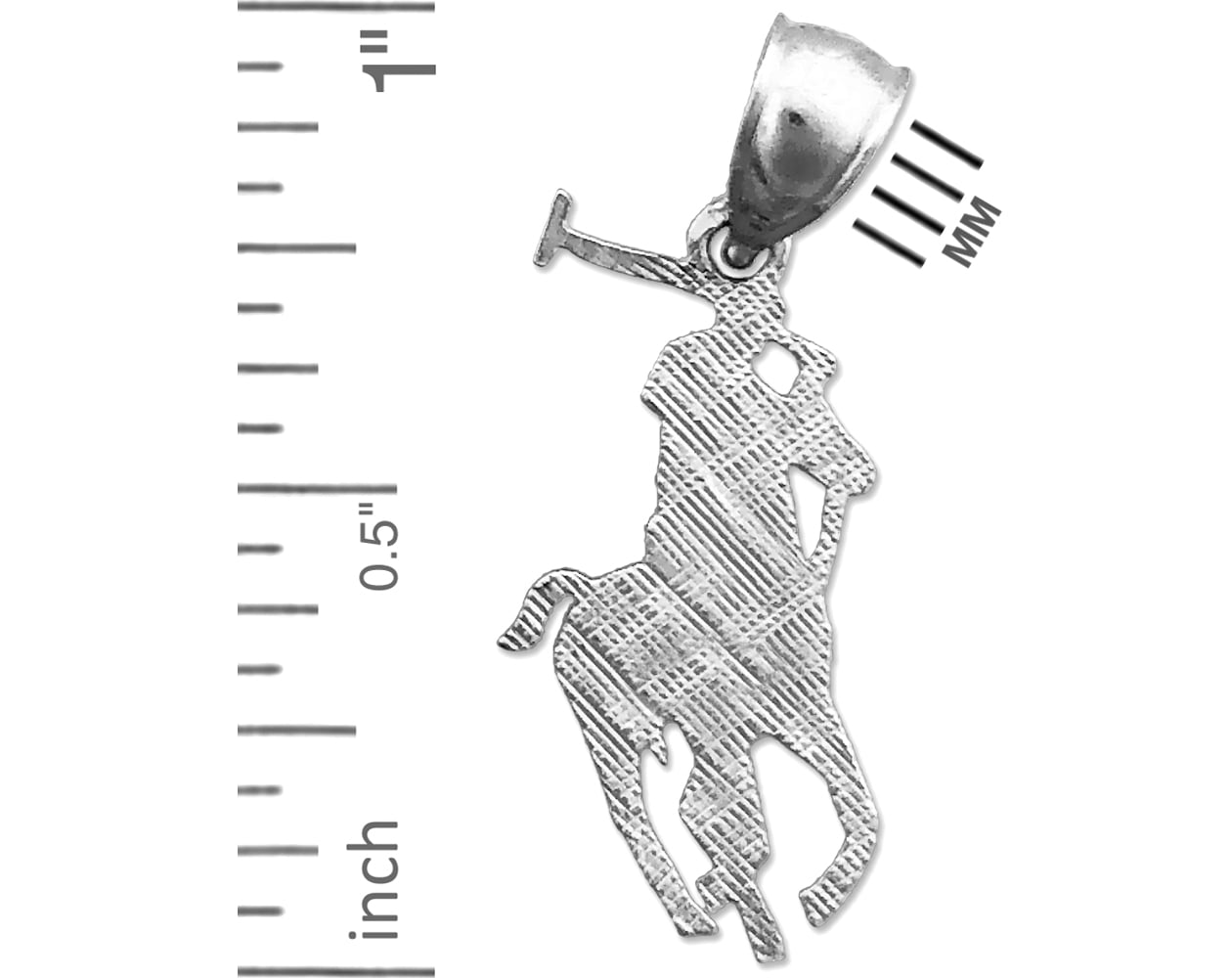 Rhodium Plated 925 Sterling Silver Small Polo Charm