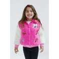 thumbnail image 2 of Disney Minnie Mouse Varsity Faux Fur Sherpa Jacket Logo Toddler to Big Kid, 2 of 5