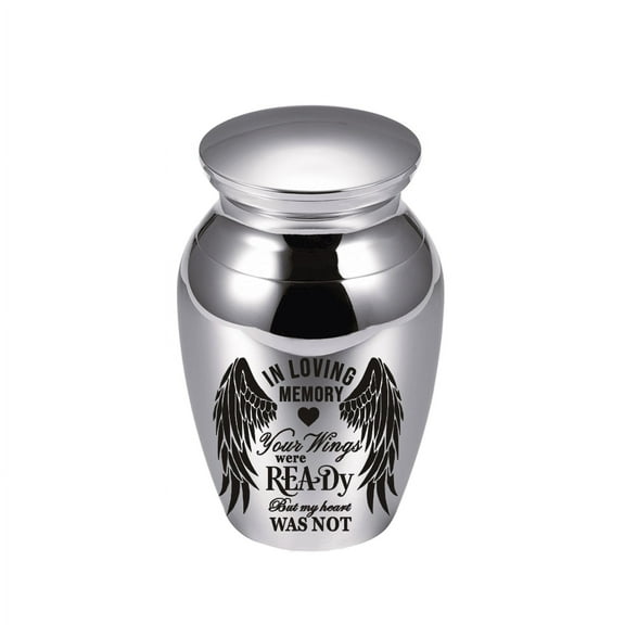 73*45*33mm Angel Wings / In Loving Memory /Your Wings Were Ready But My Heart Was Not - Small Keepsake Urn For Ashes Mini Cremation Urns For Ashes Portable Stainless Steel Memorial Ashes Holder