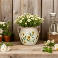 thumbnail image 6 of EFISPSS 6 inch vintage ceramic flower pot with relief design & handles， plant pot with drainage hole，sunflower home garden decor, 6 of 8