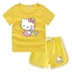thumbnail image 2 of Hello Kitty-Camiseta informal con cuello redondo y pantalones cortos para niños y niñas, conjunto de camisa de fondo absorbente de algodón puro, informal, 2 of 5