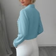 thumbnail image 7 of Otntypg Women's Pearl Elegant Tops Button Down Shirts Dressy Casual V Neck Solid Color Long Sleeve Work Office Collared Tunic Blouse Light Blue XXXL, 7 of 7