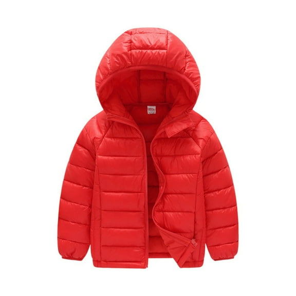 Kids Boys Girls Hooded Down Jacket Winter Warm Fleece Coat Windproof Zipper Puffer Outerwear 6T-13T