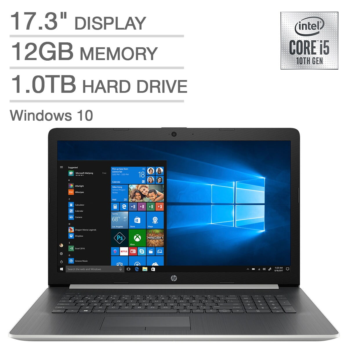 Hp 17 3 Non Touch Laptop I5 1035g1 1tb Hard Drive 12gb Memory Dvd Writer Backlit Keyboard Windows 10 17 By3053cl Walmart Com Walmart Com