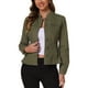 thumbnail image 1 of Chaquetas de mezclilla para mujer INSPIRE CHIC con cuello alzado, mangas largas, chaquetas de jean cortas, verde M, 1 of 6