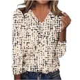 thumbnail image 2 of Craaazy Women's Fashion Printed Fall Tunics Long Gifts Sleeve Tops Cross V Neck Shirts Loose Casual Blouses with Decor Button, 2 of 6