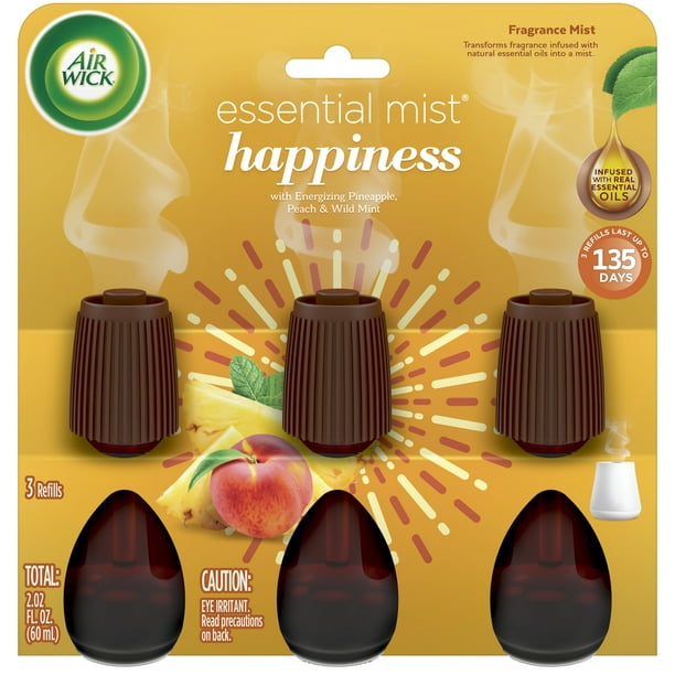 Air Wick Essential Mist Refill, 3ct, Happiness, Air Freshener