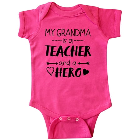 

Inktastic My Grandma is a Teacher and a Hero Gift Baby Boy or Baby Girl Bodysuit