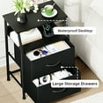 thumbnail image 6 of Eunos Small Nightstand with Charging Station for Bedroom, 2 Black Drawer Dresser with Storage Shelfs, 6 of 8